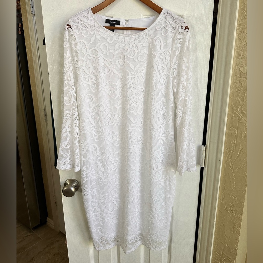 Alfani White Lace Long Sleeve Dress